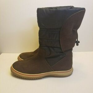 Easy Spirit Womens Size 9 Brown Black Quilted Suede Winter Rubber Bottoms Boots